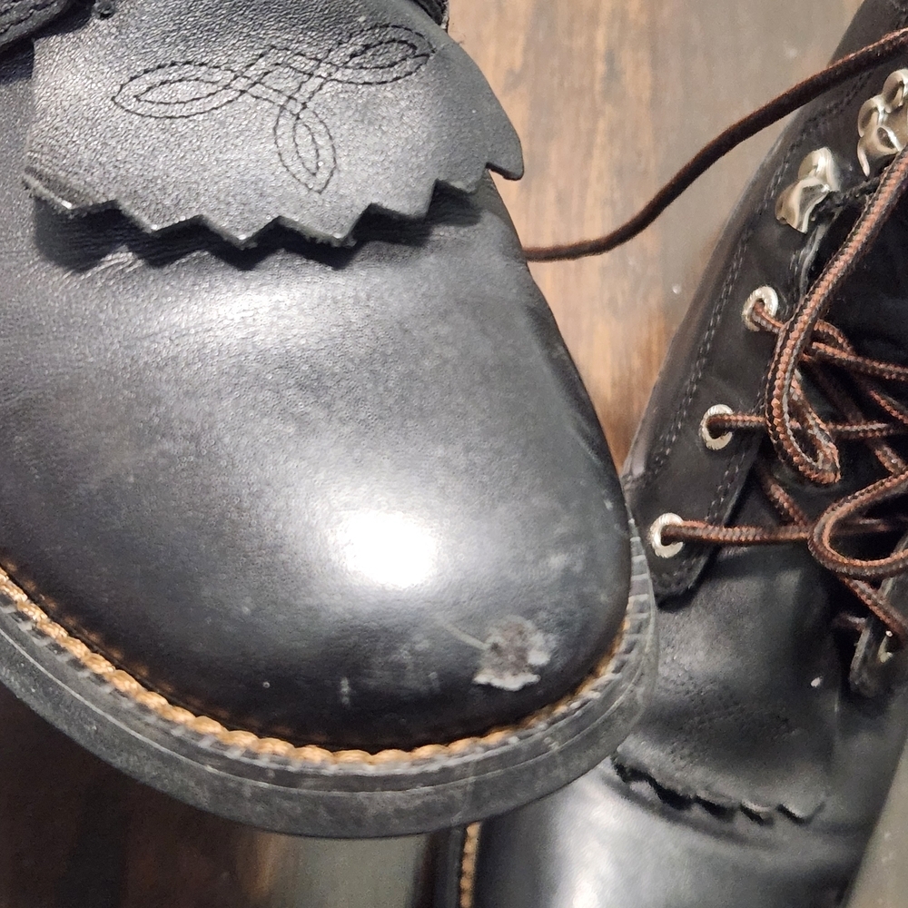 Justin Women's Western Black Leather Kiltie George Strait Boots 8.5 B L606 - Picture 9 of 10
